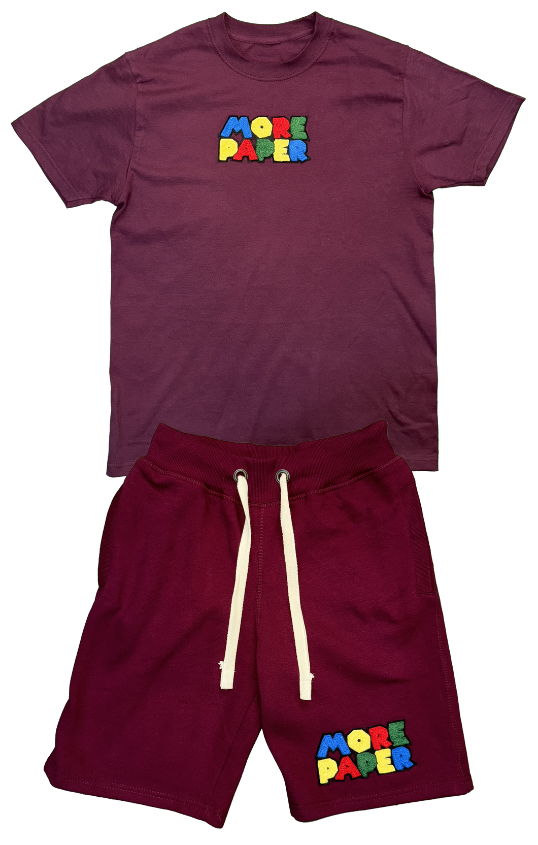 SuperPaper T-Shirt and Shorts Set Burgundy