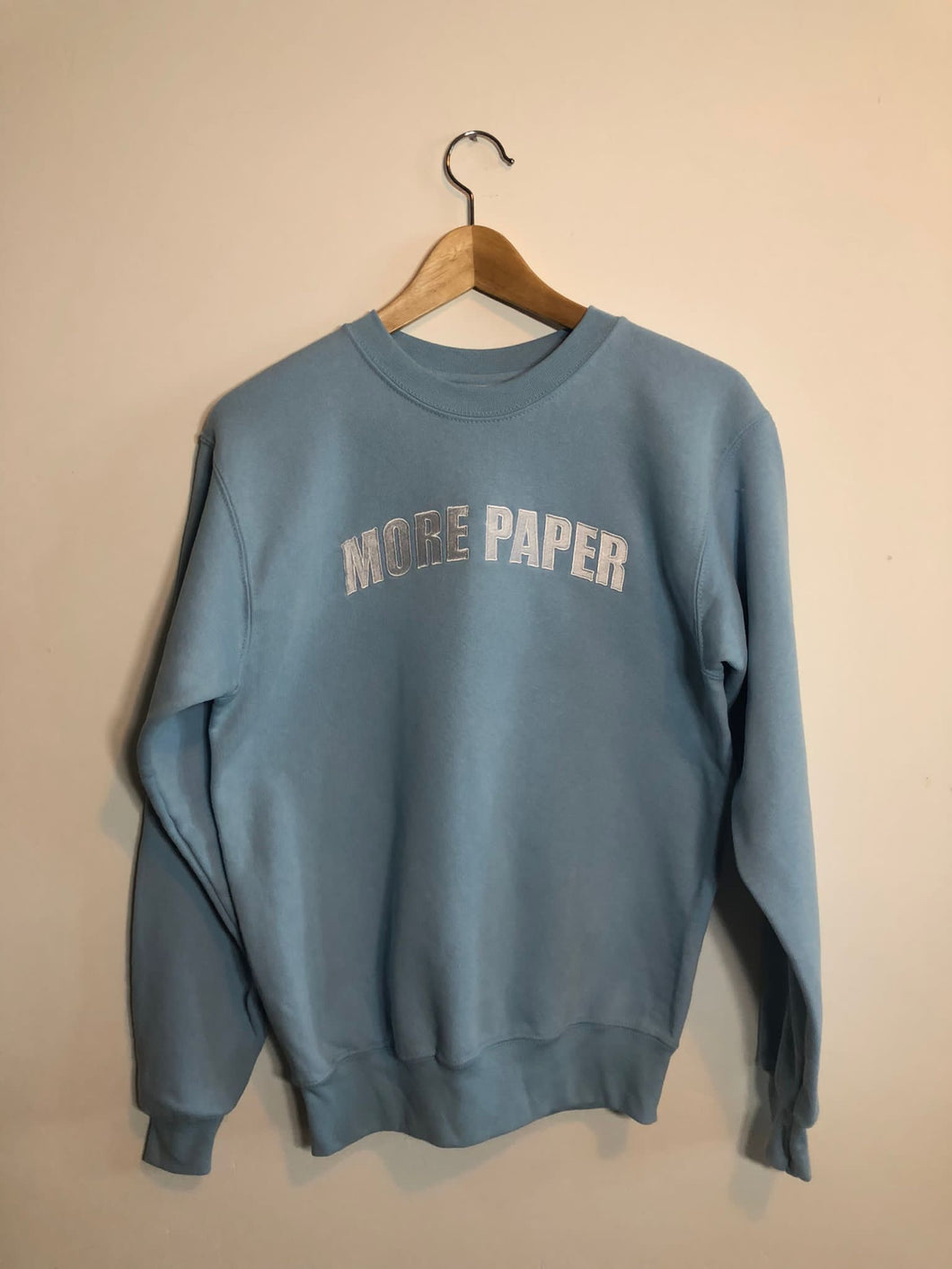 More Paper Embroidery Sweatshirt Baby Blue