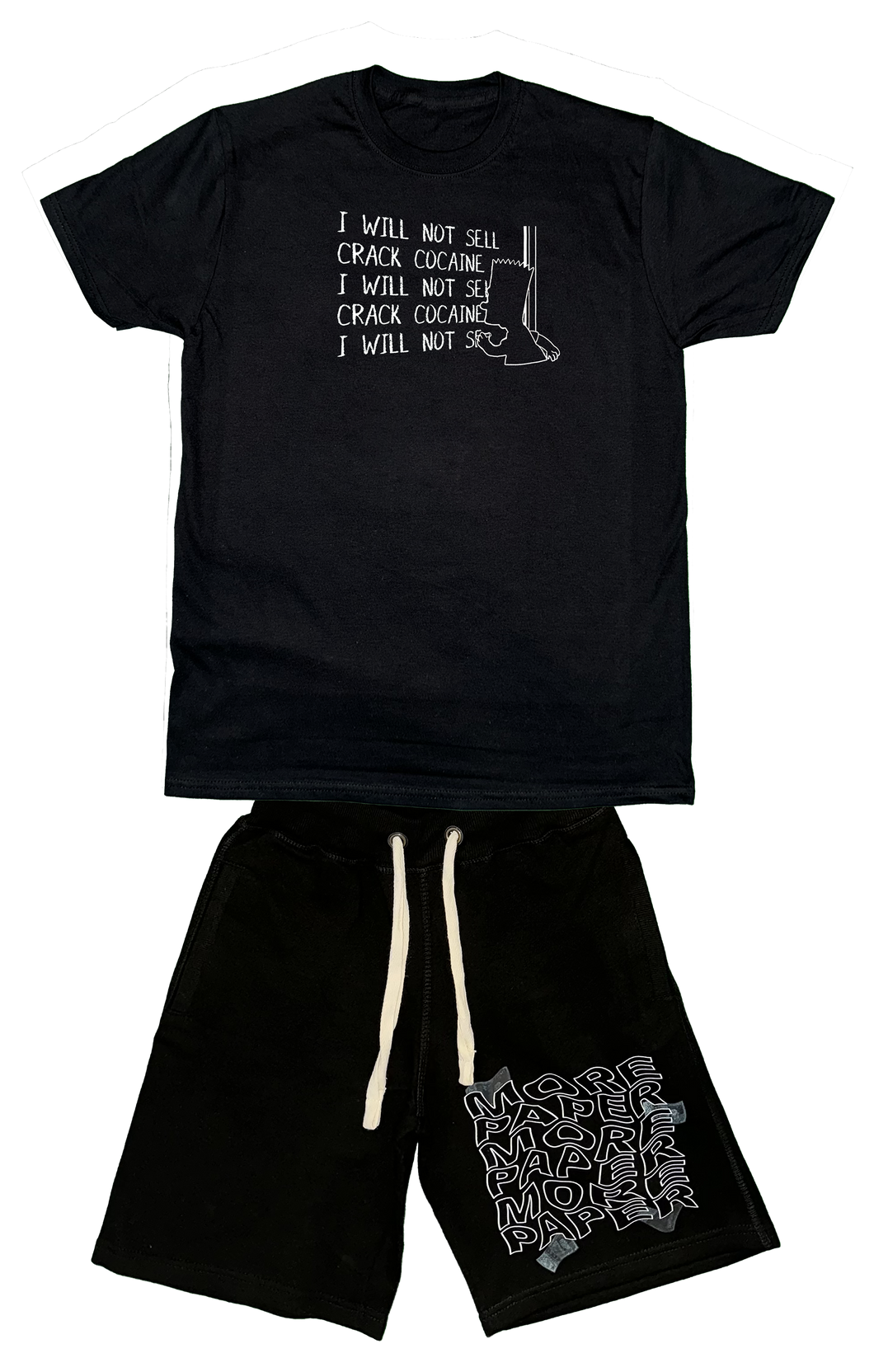 IWNS Cocaine T-Shirt and Shorts Set Black