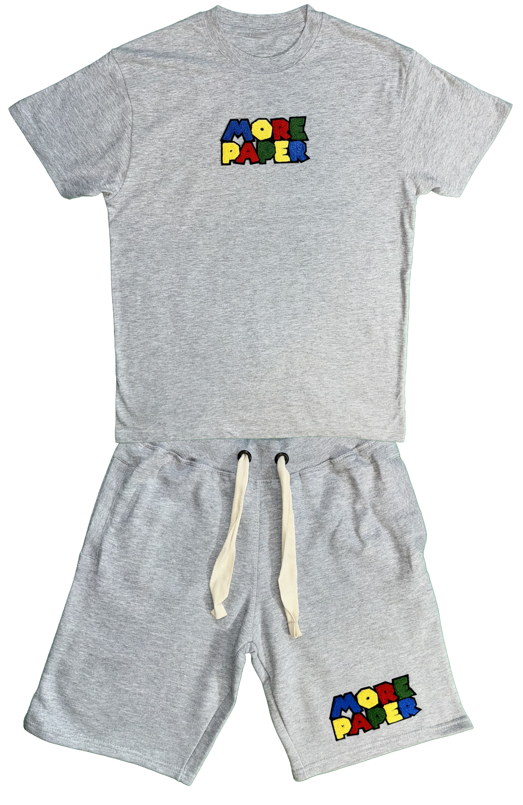 SuperPaper T-Shirt and Shorts Set Grey