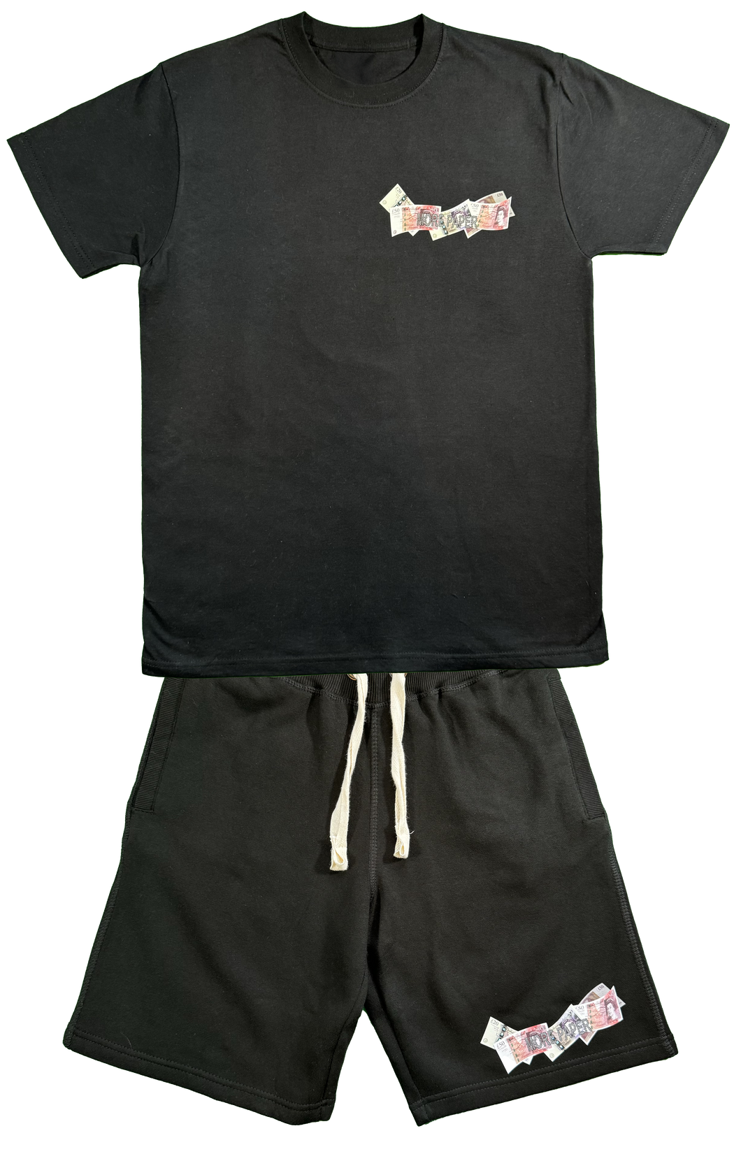 PaperBurger T-Shirt and Shorts Set Black