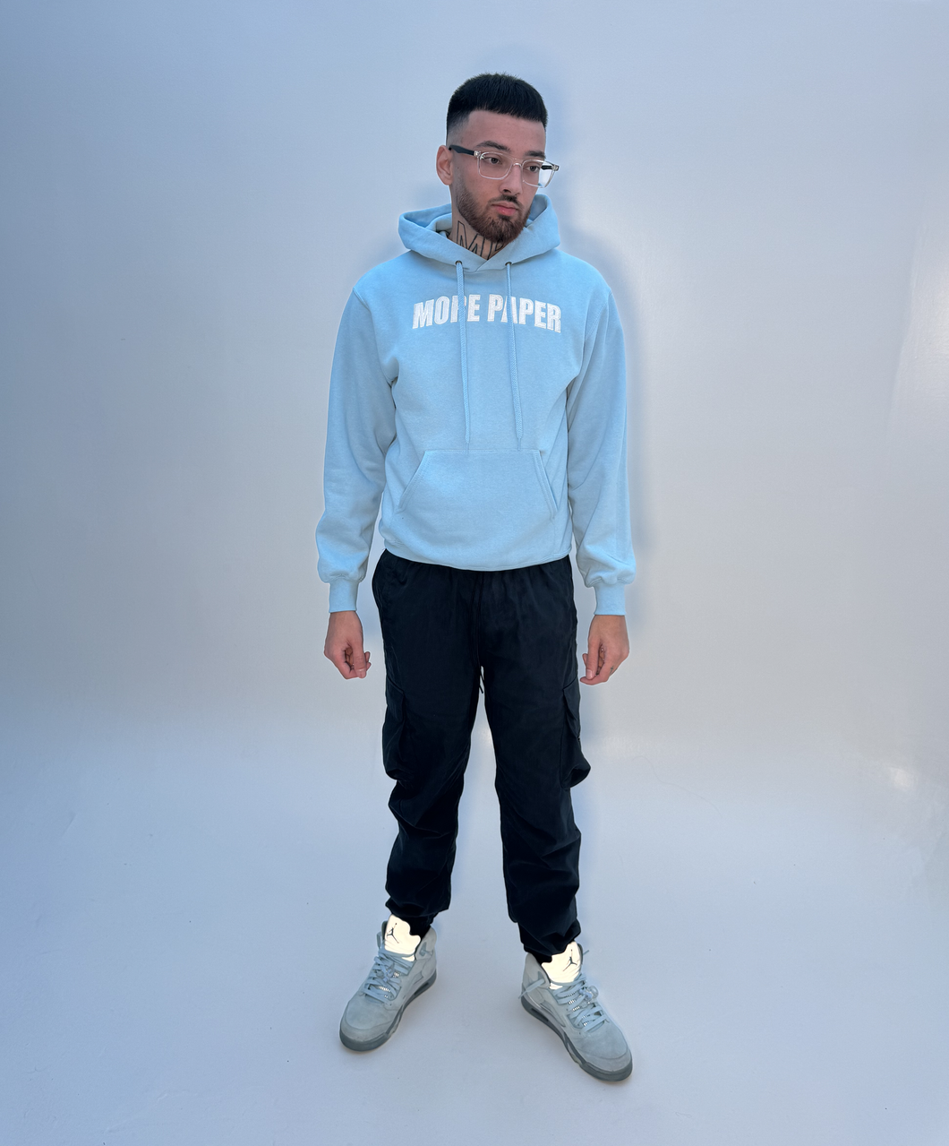 More Paper Embroidery Hoodie Baby Blue