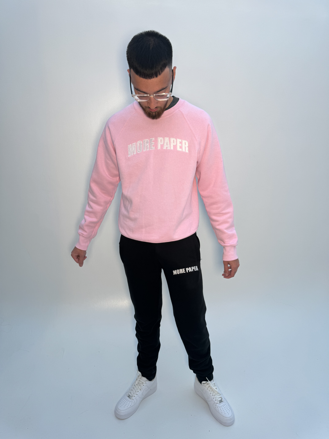 More Paper Embroidery Sweatshirt Pink