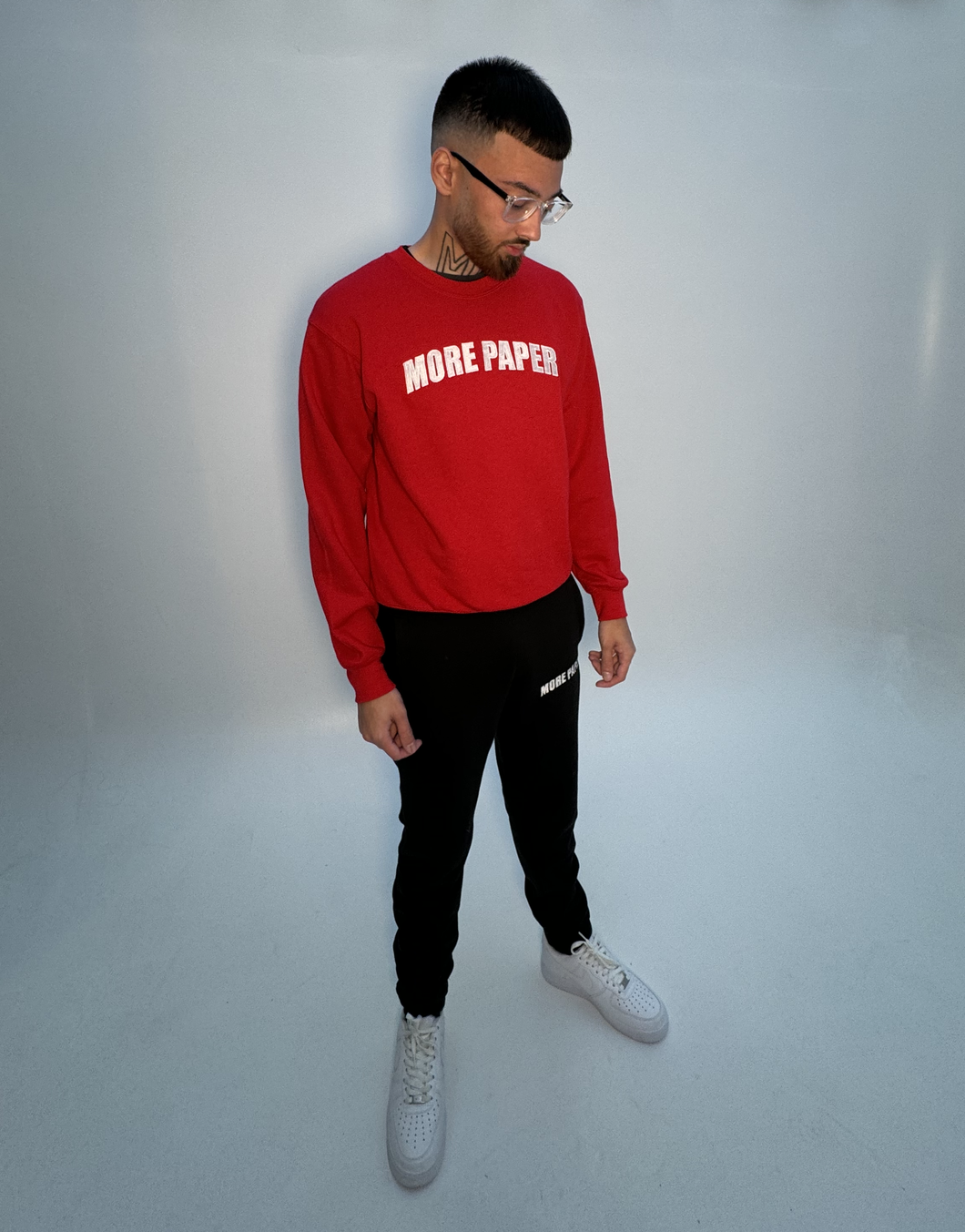 More Paper Embroidery Sweatshirt Red