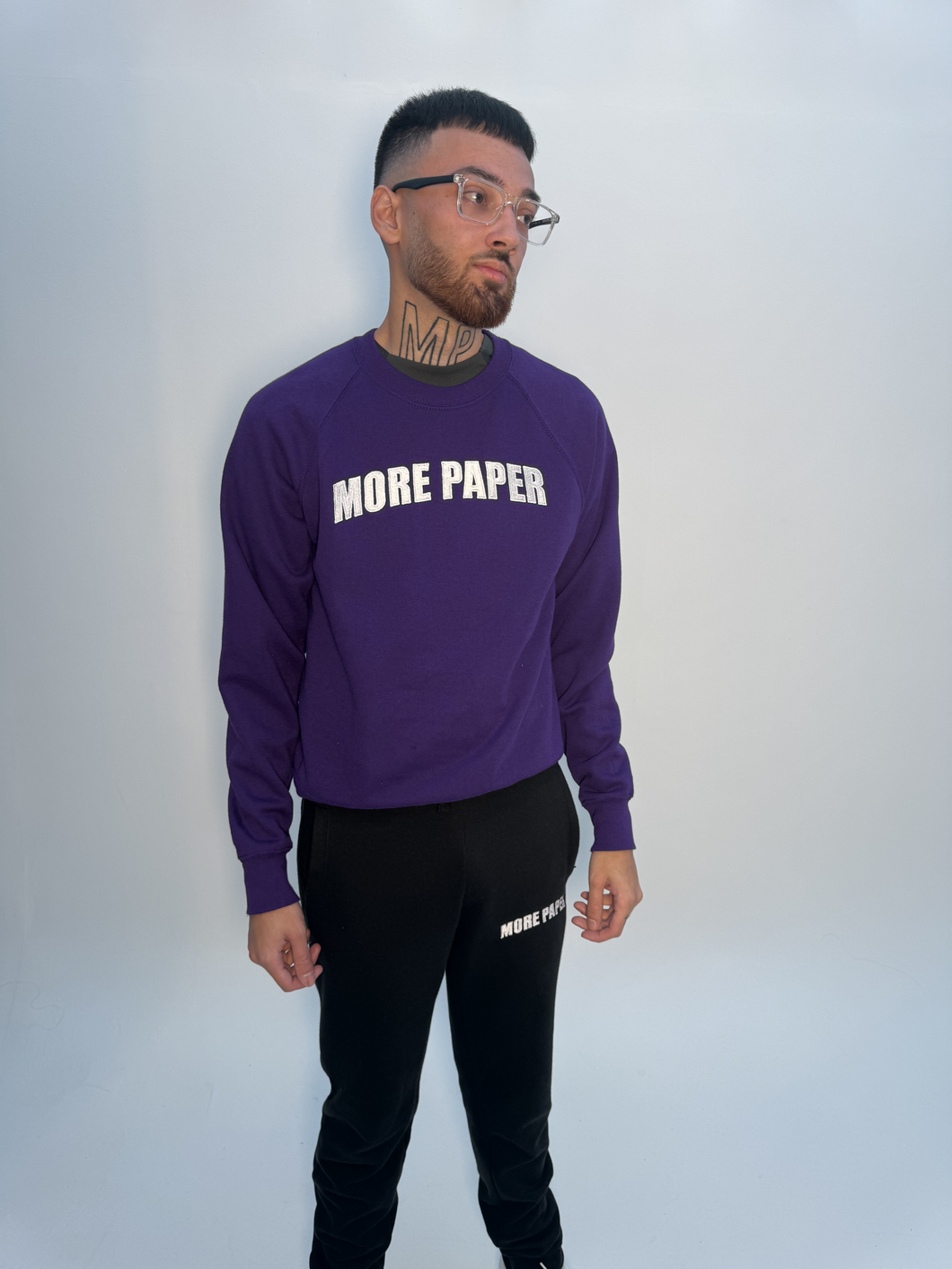 More Paper Embroidery Sweatshirt Purple